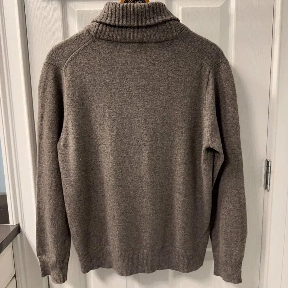 NWT J. Crew Mercantile Wool Blend Brown Shawl Collar Pullover Sweater Size Large